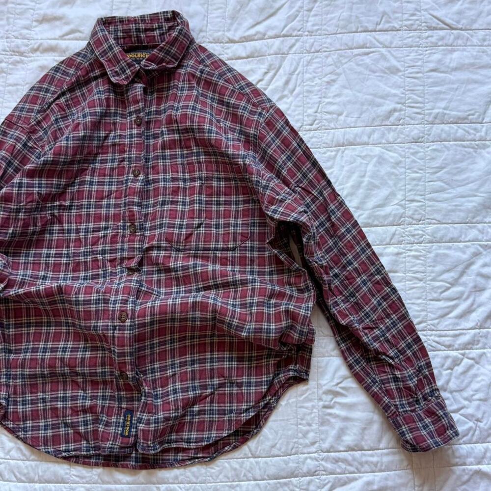 Woolrich women's Plaid flannel button up shirt sz M cotton outdoors country